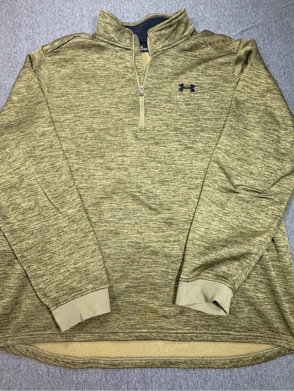 Under Armour Olive Green 1/4 Zip Pullover Sweater Mens XXLT Coldgear Loose Fit